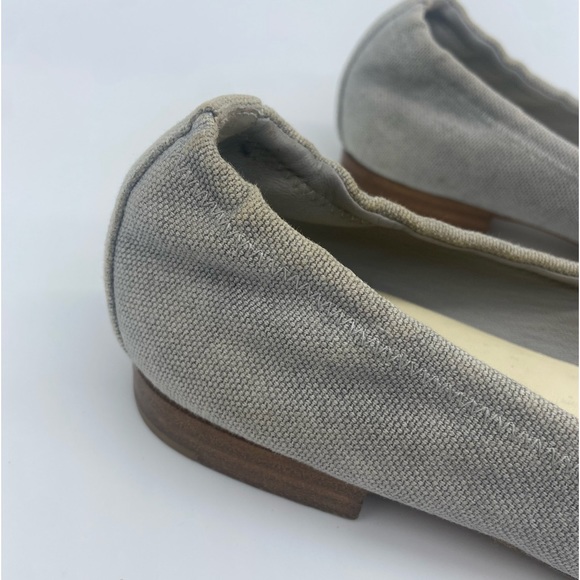 CHANEL CC Gray Flats Ballerinas Canvas and Snake Cap Toe Shoes Sz 38 - Picture 2 of 8